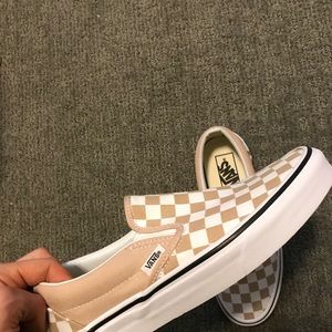 frappe and white checkered vans